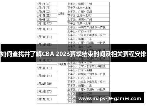 如何查找并了解CBA 2023赛季结束时间及相关赛程安排