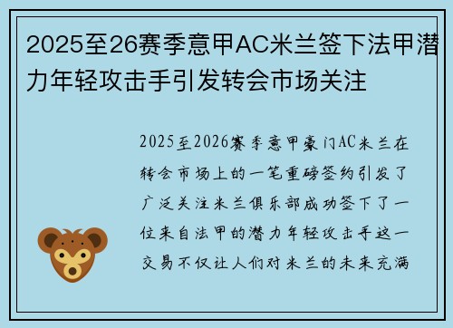2025至26赛季意甲AC米兰签下法甲潜力年轻攻击手引发转会市场关注